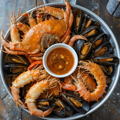 fresh cooked shrimp sea food