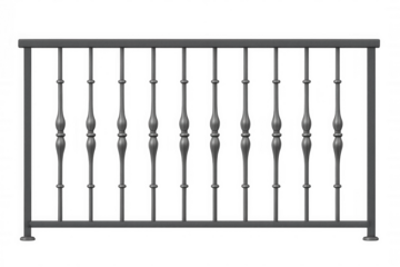 Metal railing enhancing balcony safety with sleek design, transparent backdrop enabling seamless graphic integration