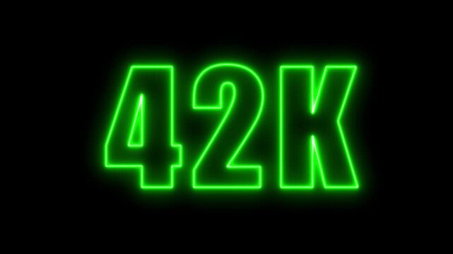 Bright neon green 42k number on black background for social media followers