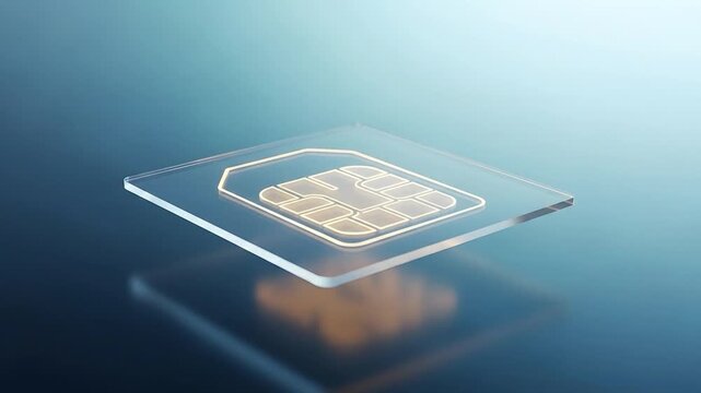 Transparent glowing sim card digital technology concept