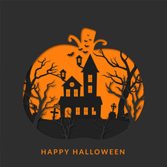 Flat Happy Halloween Layered Paper cut