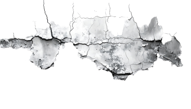 A grayscale, textured image resembling a weathered, cracked island or landmass.  