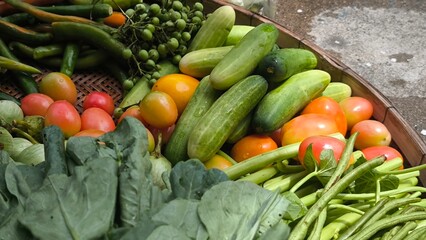 Fresh vegetables for cooking. Vegetables contain dietary fiber that helps cleanse the intestines.