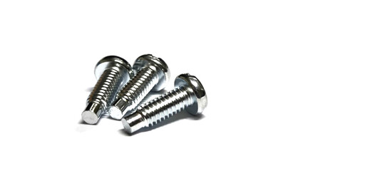 Stainless steel nuts on a white background. Nuts for fastening devices.