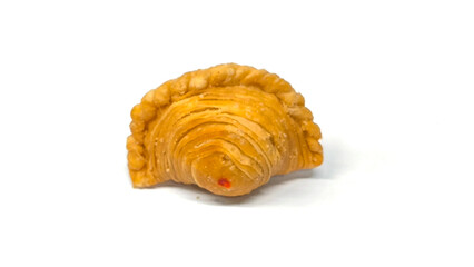 curry puff pastry isolated on white background. Snacks in Thailand. Bean Paste Pastries