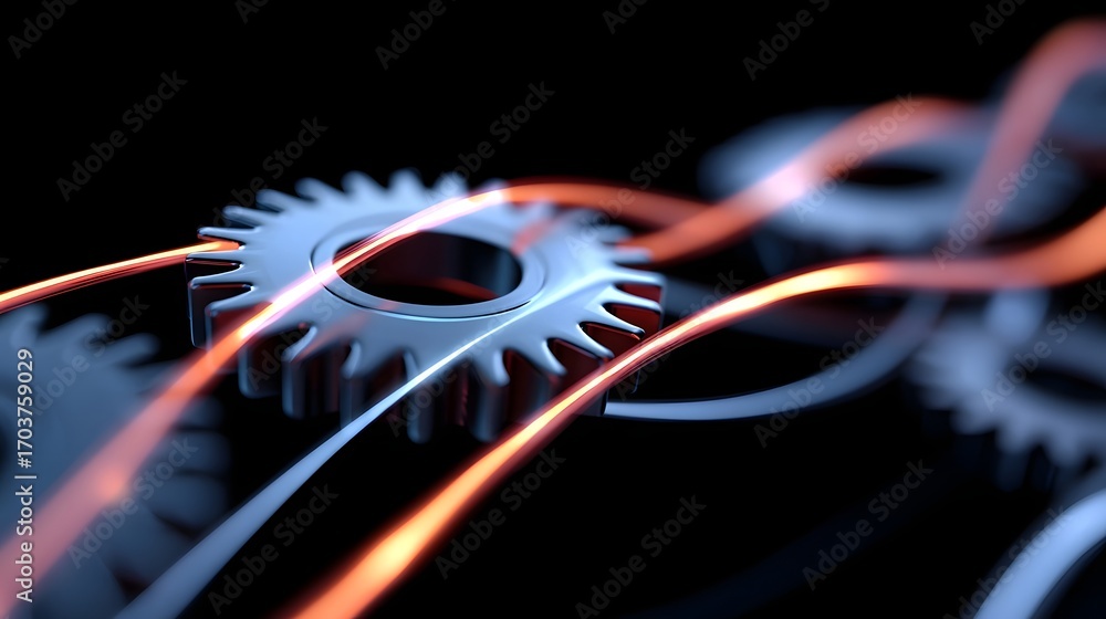 Poster close-up view of the intricate network of interlocking gears and cogs that make up the internal mech