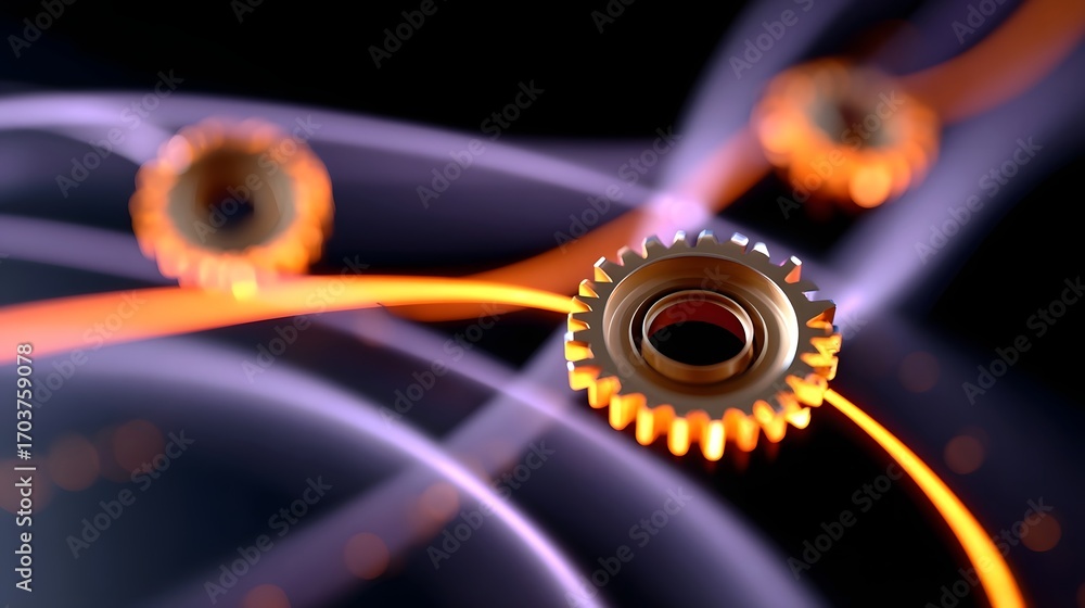 Poster close-up view of the intricate gears and components that make up an industrial hinery mechanism