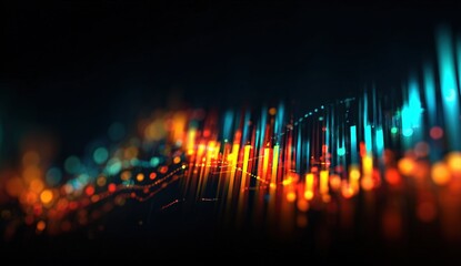 Abstract digital art with vibrant colors and glowing particles