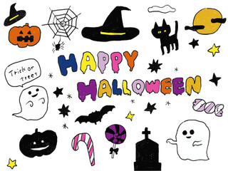 手描きあしらいセット　イラスト　アイコン　ハロウィン