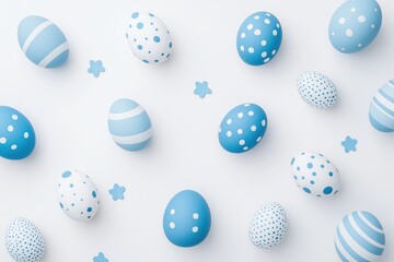Charming blue easter eggs with whimsical patterns and floral accents for a delightful spring celebration