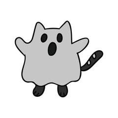 Hand drawn halloween ghost cat element filled outline style vector illustration