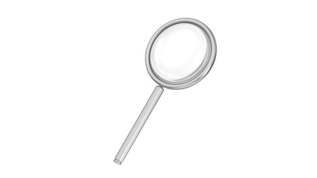 Silver magnifying glass on white background