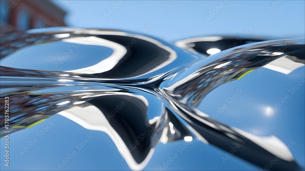 Aufkleber captivating abstract composition of reflective chrome and geometric shapes creating a futuristic, mi
