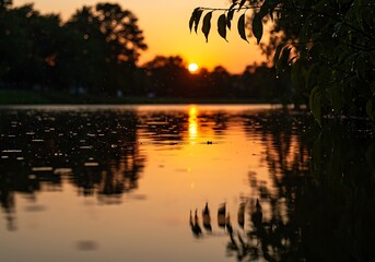 Golden Hour Reflections: Serene Sunset Waters