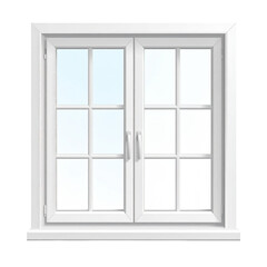 Obraz premium A white double-hung window with a light-blue sky reflection