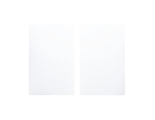 Two blank, white rectangular pieces of paper or cardstock, side-by-side, framed by a thin black outline
