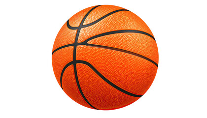 Fototapeta premium Close-up of an orange basketball against a black background. The ball's surface texture is clearly visible, with prominent black seams