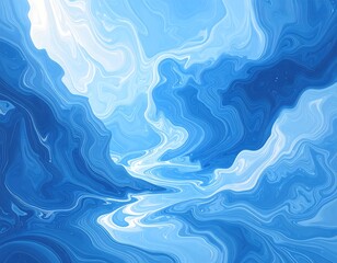 Abstract blue and white swirling landscape