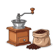 Vintage Coffee Grinder and Beans.