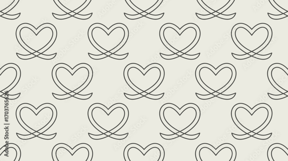 Poster heart pattern with a line going through the bottom of each heart in a repeating seamless design