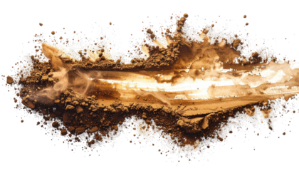 Earth excavation, a long trench filled with brown soil