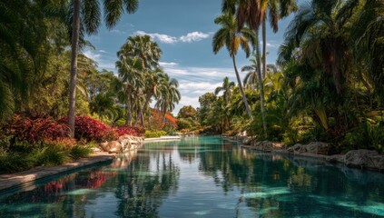 Tropical pool scene