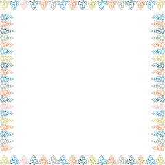 Colorful pine tree frame. Festive greeting template with Christmas tree elements. Baby shower design