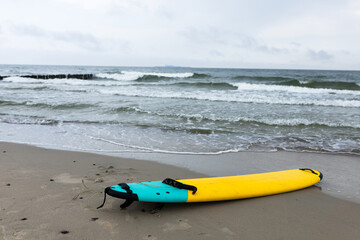 surfing board on the sea background	