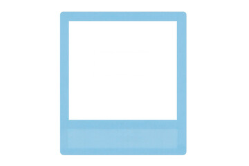 Vintage-style light blue instant photo frame, transparent background, enabling seamless graphic design integration and personalized visual compositions
