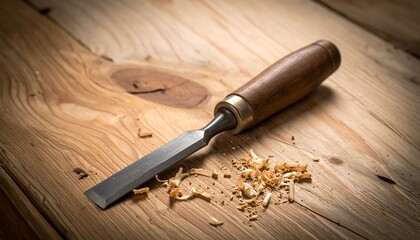 Wood chisel on workbench