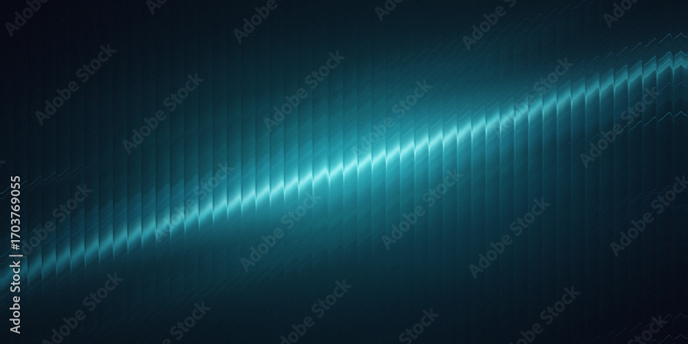 Poster abstract digital art featuring a vibrant turquoise light streak across a deep blue textured backgrou
