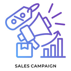 Gradient Outline Sales Campaign Icon – Marketing Megaphone and Discount Tag