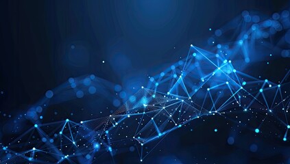Abstract blue digital background with interconnected lines and glowing dots, representing technology