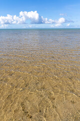 西表島のクーラ橋付近の浜辺から見た景色、8月