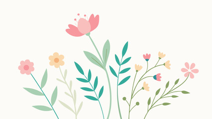 Delicate floral arrangement isolated on white background featuring pastel flowers and green leaves, perfect for spring designs and natureinspired themes