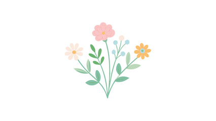 Charming floral bouquet isolated on white background featuring colorful flowers and lush greenery, perfect for adding a touch of whimsy to your creative projects