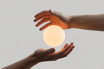 Hands cradling a glowing orb, symbolizing connection, innovation, and new ideas, perfect for concepts of energy and potential