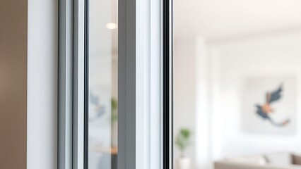 A modern interior view of a clean architectural window with a soft background.