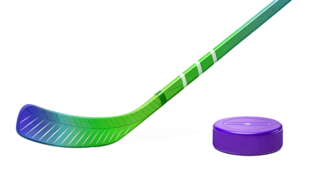 Colorful Stick & Puck Sports Illustration
