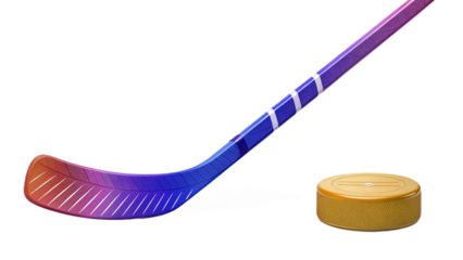 Colorful Stick & Puck Sports Illustration
