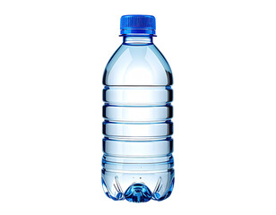 Clear plastic water bottle with blue cap (1)