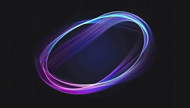 An elliptical ring of vibrant, glowing purple and blue light streaks on a dark background. The light trails create a sense of movement and energy