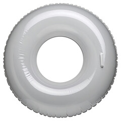Floating Ring: A circular, inflatable ring, often used in swimming pools or open water, symbolizes relaxation and leisure in a bright, clear image. 