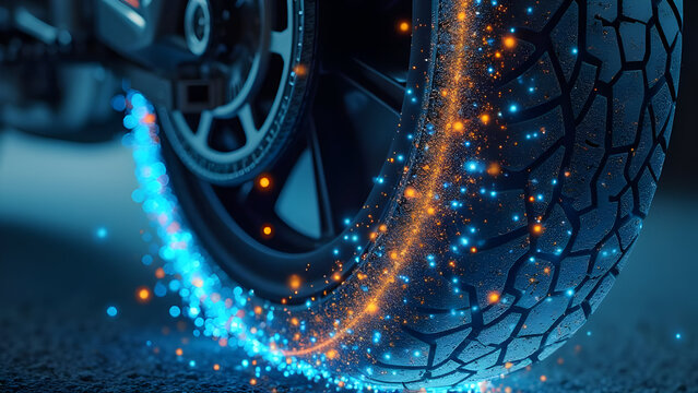 Tire tread evaluation with suspension check on motorcycle