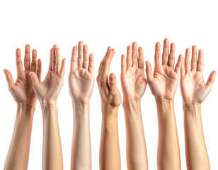 Obraz premium Many hands raised in the air