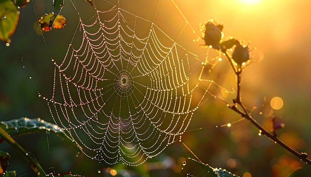 Dew-kissed spiderweb at sunrise (6)