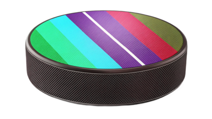 Colorful Stick & Puck Sports Illustration