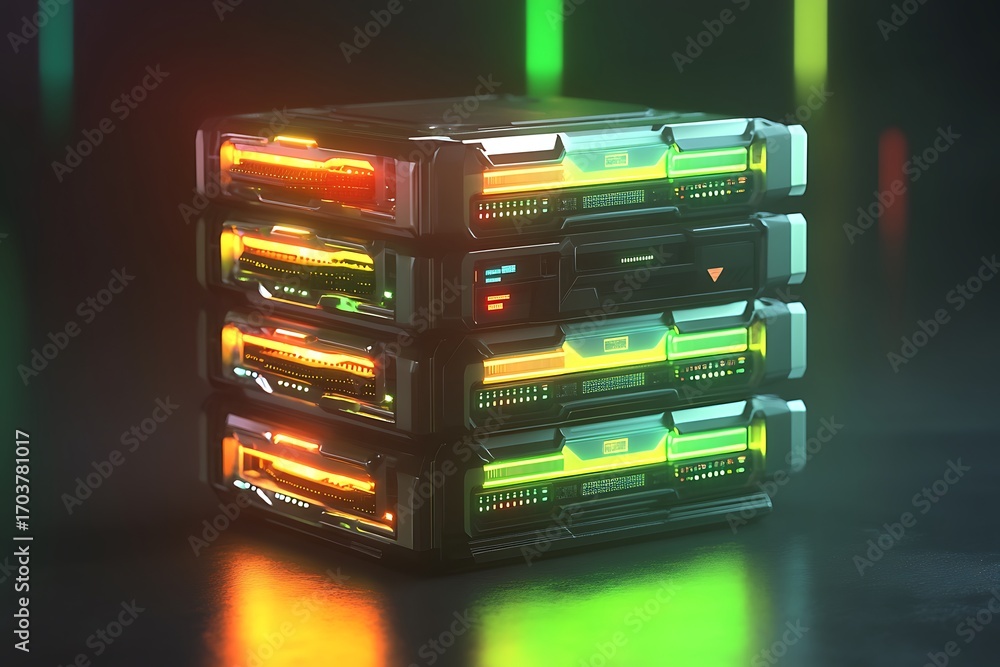 Poster a stacked firewall system in 3d showing multi-layered encryption safeguards