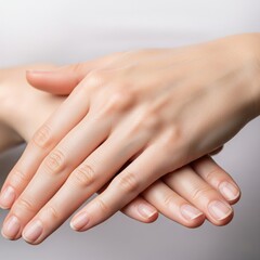 Woman's hands with clean natural manicure and soft, healthy skin