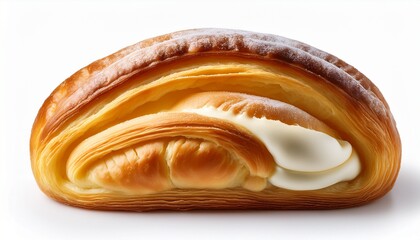 Fototapeta premium Freshly Baked Pastry With Creamy Filling Ready To Savor Isolated On White Backgrounde